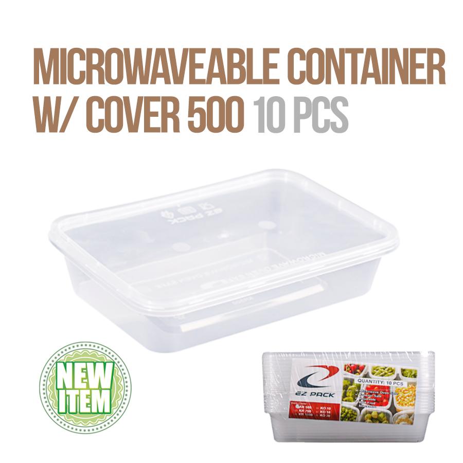 Microwaveable Container with Cover 500ml 10pcs